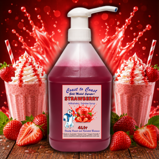 #4 Strawberry, Milkshake/Sundae Toppings 4ltr with pump, Coast to Coast Gold Medal Syrups®