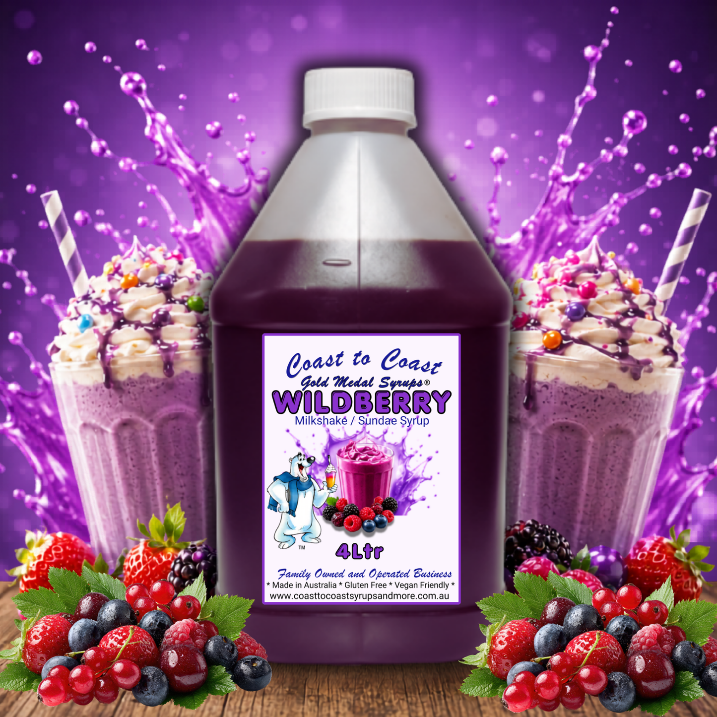 #4 Wildberry, Milkshake/Sundae Toppings 4ltr,  Coast to Coast Gold Medal Syrups®