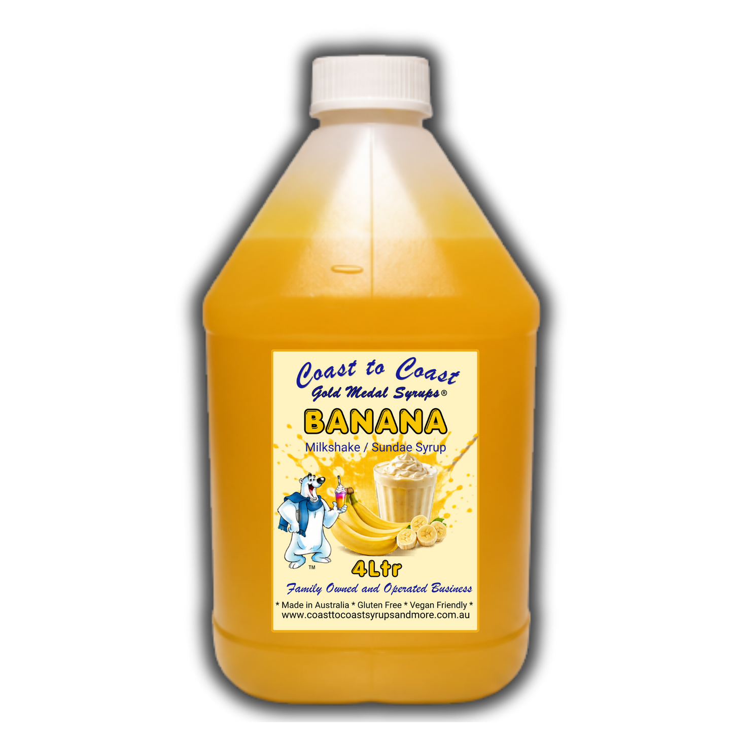 #4 Banana, Milkshake/Sundae toppings 4ltr, Coast to Coast Gold Medal Syrups®