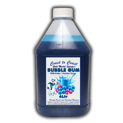#4 Blue Bubble Gum, Milkshake/Sundae Toppings 4ltr,  Coast to Coast Gold Medal Syrups®