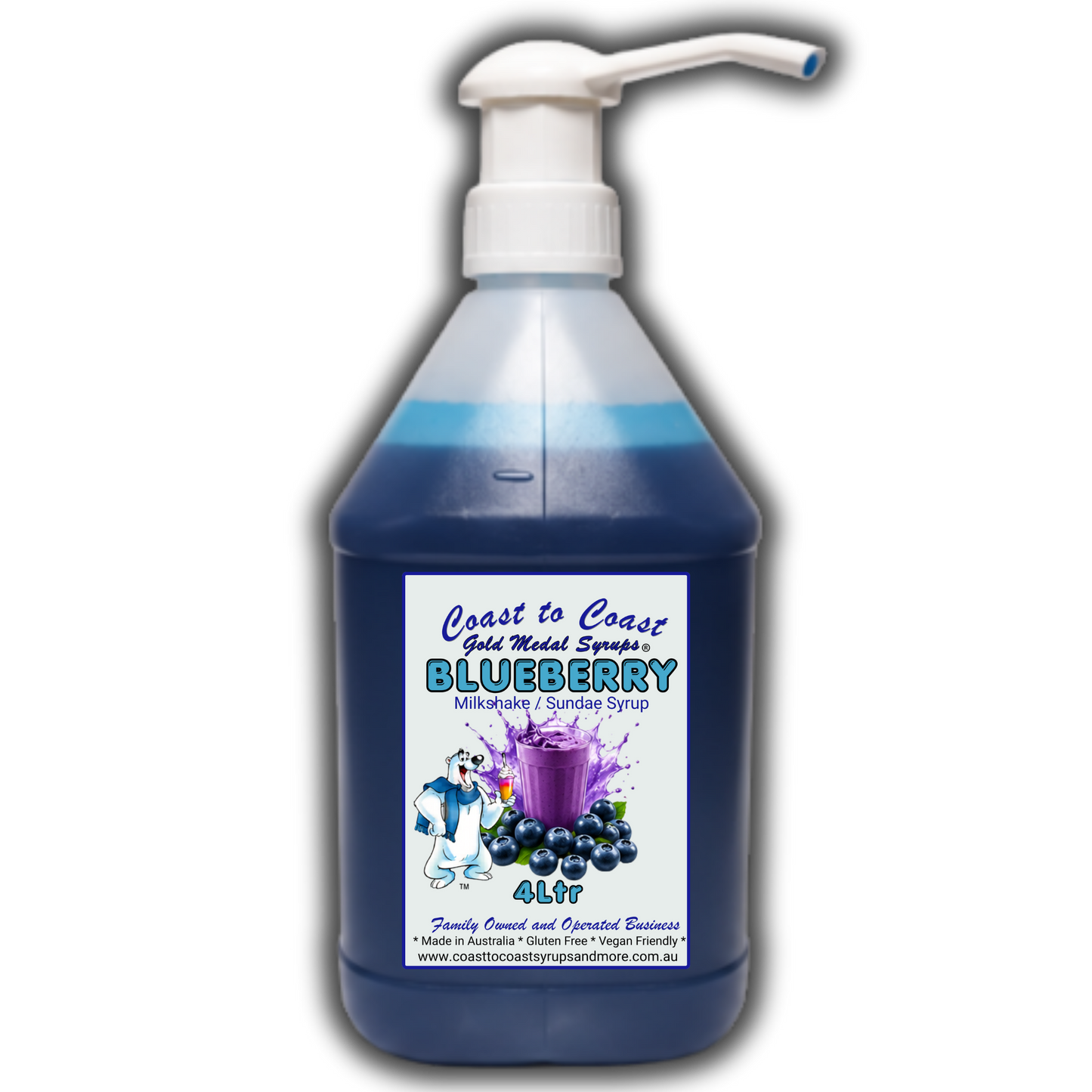 #4 Blue Bubble Gum, Milkshake/Sundae Toppings 4ltr with pump,  Coast to Coast Gold Medal Syrups®