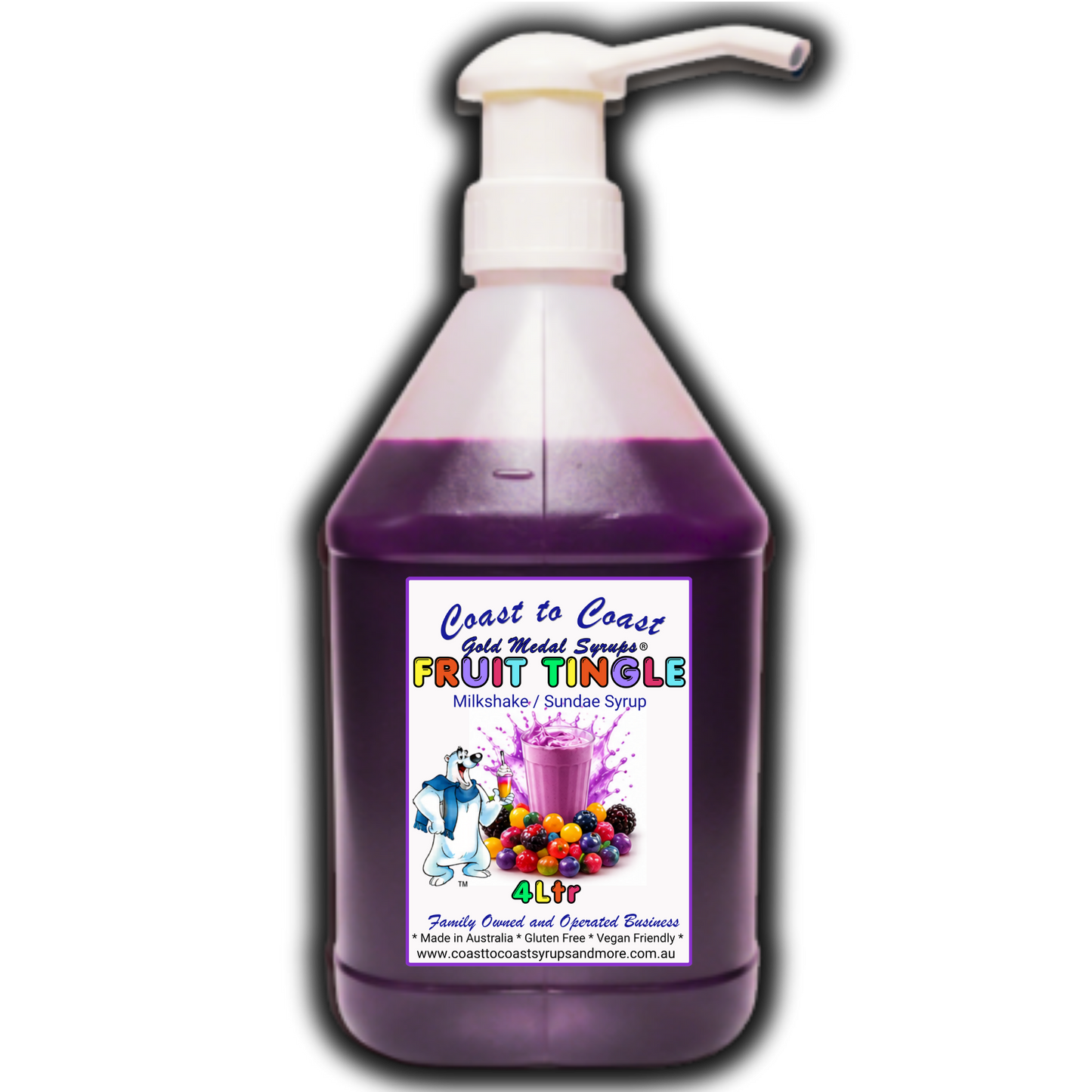 #4 Fruit Tingle, Milkshake/Sundae Toppings 4ltr with pump, Coast to Coast Gold Medal Syrups®