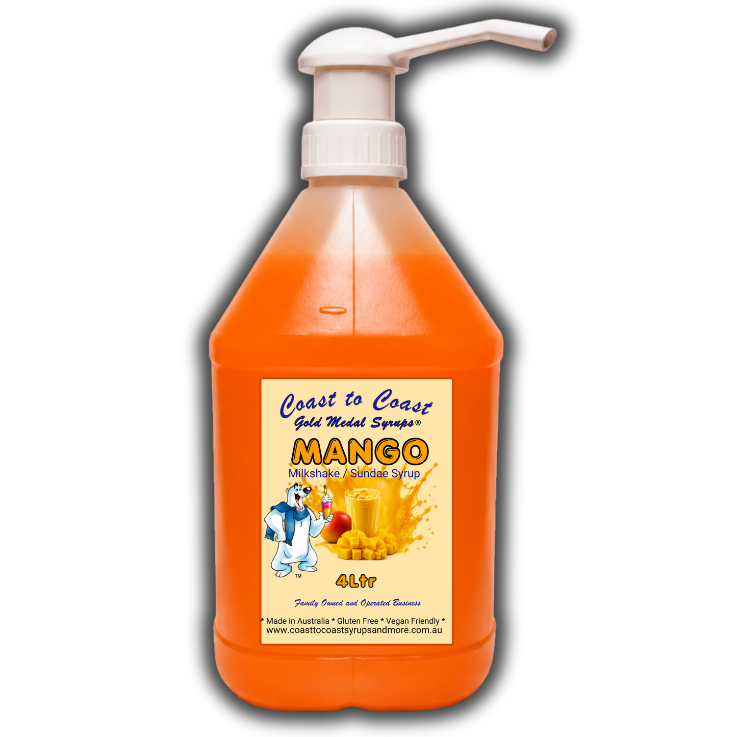 #4 Mango, Milkshake/Sundae Toppings 4ltr with pump, Coast to Coast Gold Medal Syrups®
