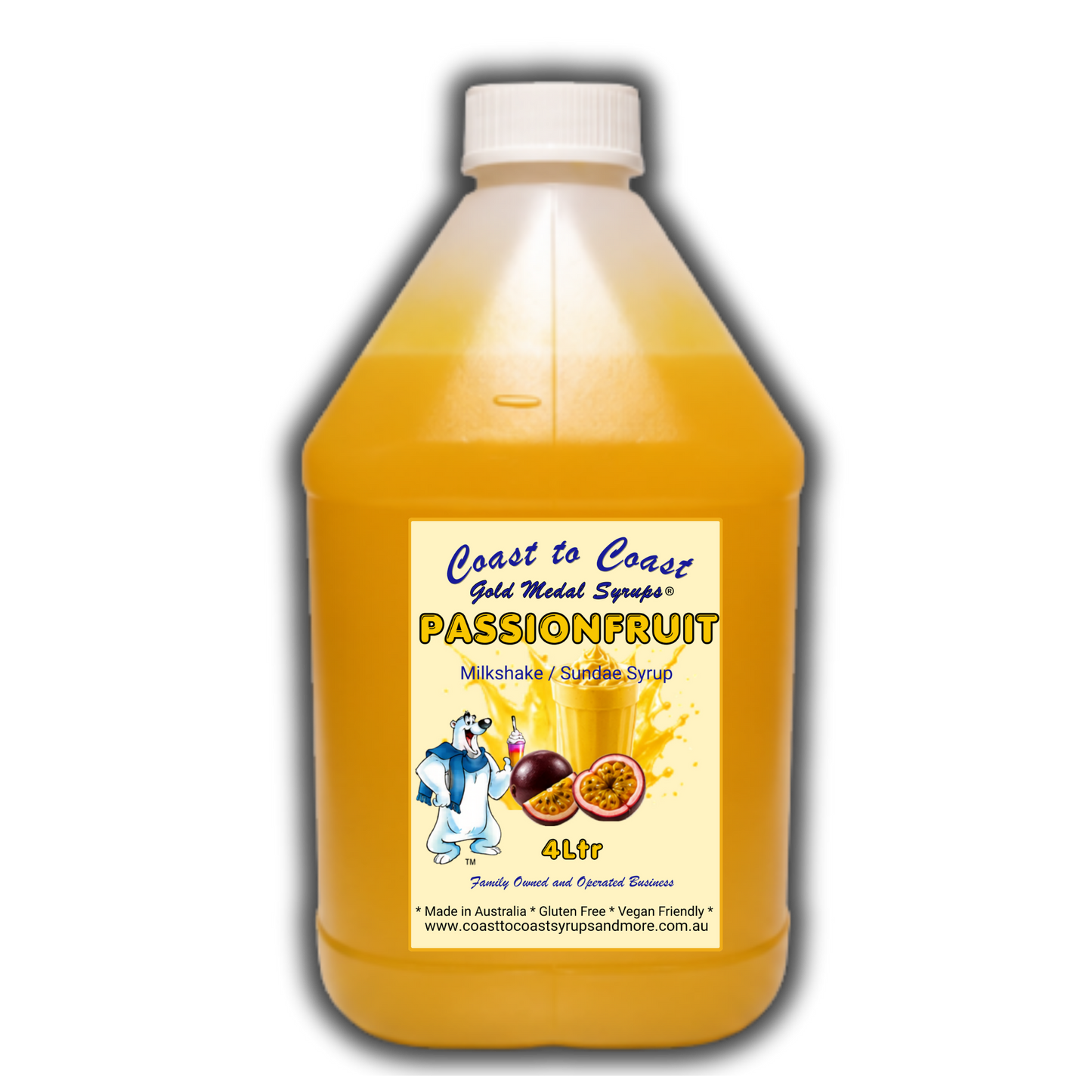 #4 Passionfruit, Milkshake/Sundae Toppings 4ltr, Coast to Coast Gold Medal Syrups®