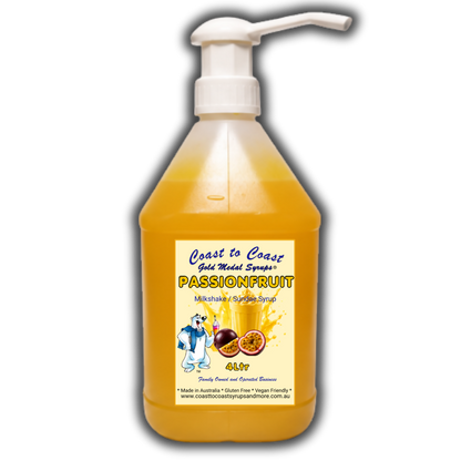 #4 Passionfruit, Milkshake/Sundae Toppings 4ltr with pump, Coast to Coast Gold Medal Syrups®