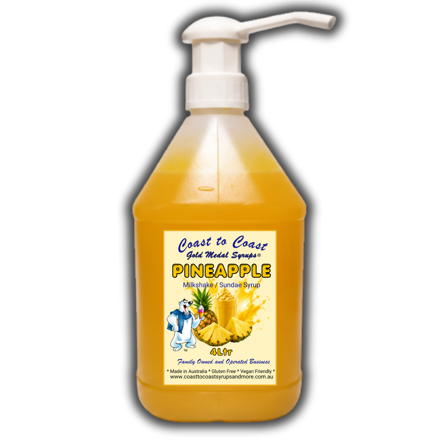 #4 Pineapple, Milkshake/Sundae Toppings 4ltr with pump, Coast to Coast Gold Medal Syrups®