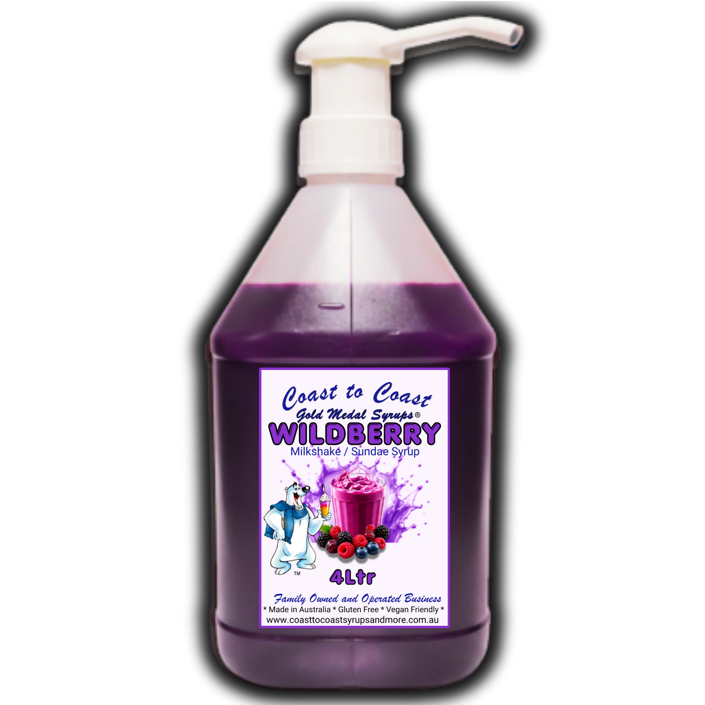 #4 Wildberry, Milkshake/Sundae Toppings 4ltr with pump, Coast to Coast Gold Medal Syrups®