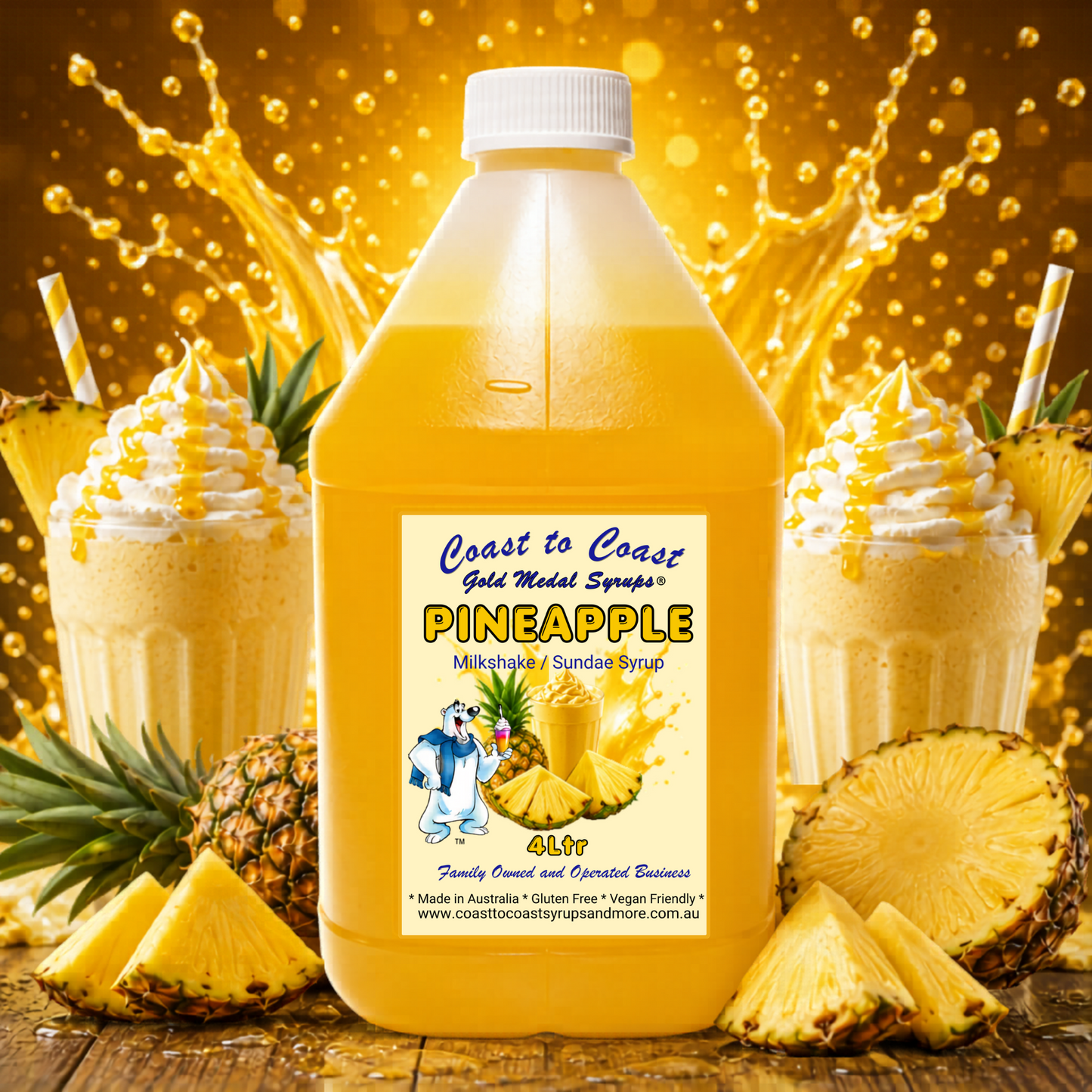 #4 Pineapple, Milkshake/Sundae Toppings 4ltr, Coast to Coast Gold Medal Syrups®