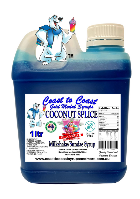 #2 Coconut Splice, Milkshake/Sundae toppings 1ltr, Coast to Coast Gold Medal Syrups®