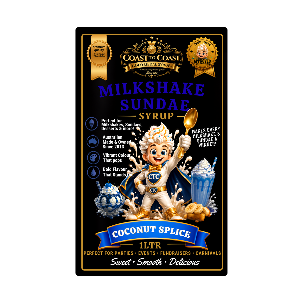Coconut Splice, Milkshake/Sundae toppings 1ltr - Coast to Coast Gold Medal Syrups®