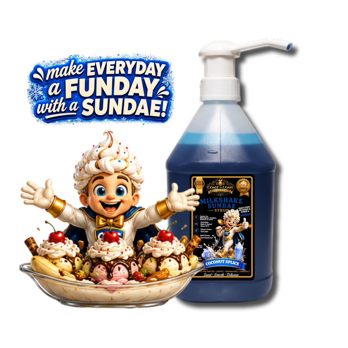 Coconut Splice, Milkshake-Sundae Toppings 4ltr with pump - Coast to Coast Gold Medal Syrups®