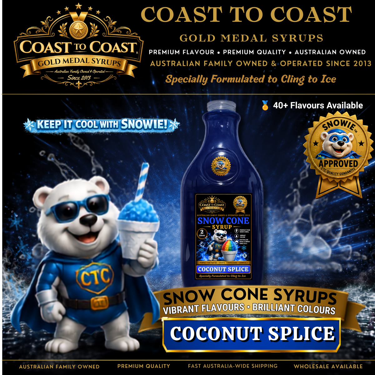 Coconut Slice Snow Cone Syrups 2ltr - Coast to Coast Gold Medal Syrups®