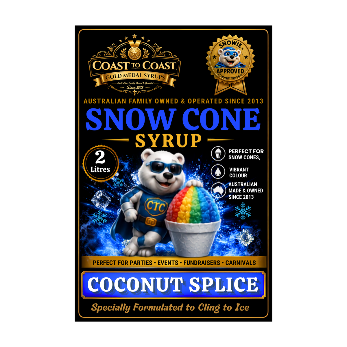 Coconut Slice Snow Cone Syrups 2ltr - Coast to Coast Gold Medal Syrups®