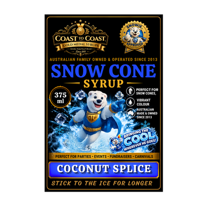 Coconut Splice Snow Cone Syrups 375ml - Coast to Coast Gold Medal Syrups®