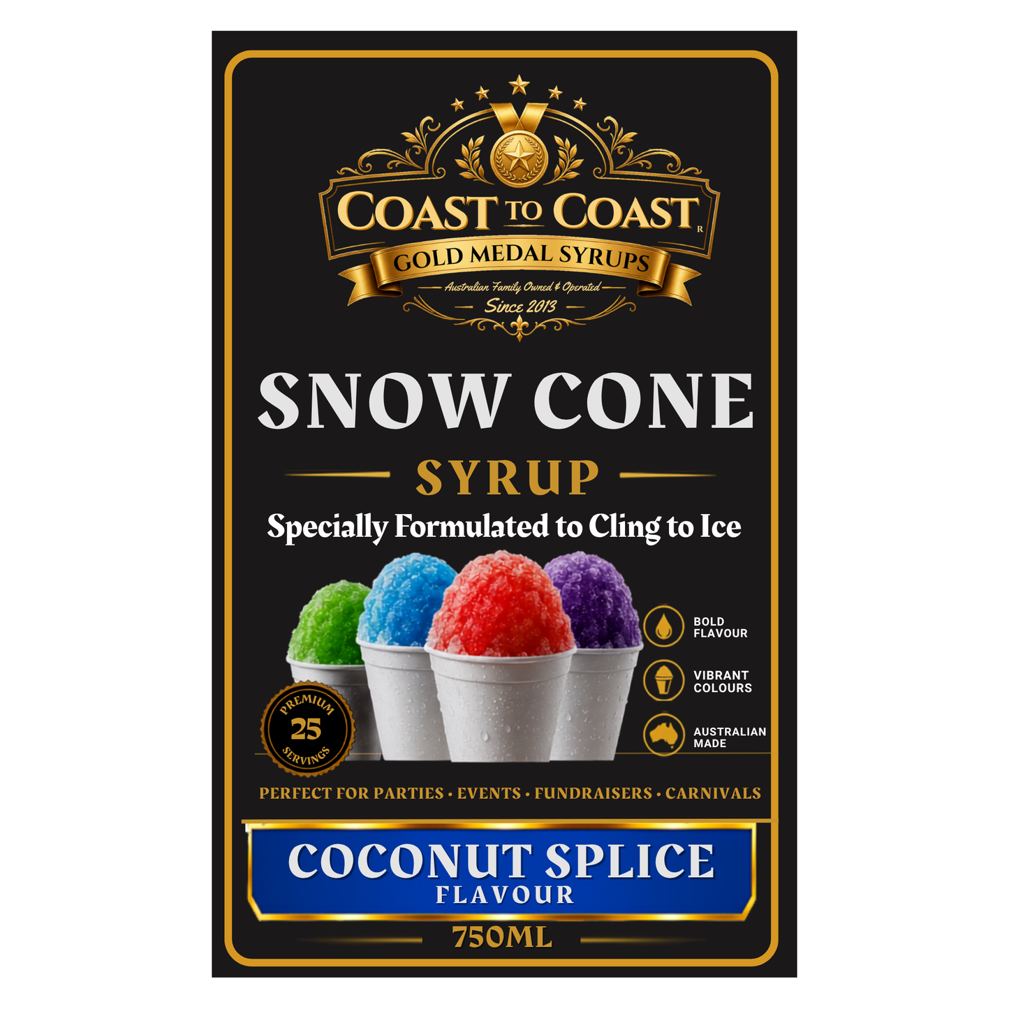 Coconut Splice Snow Cone Syrups 750ml - Coast to Coast Gold Medal Syrups®