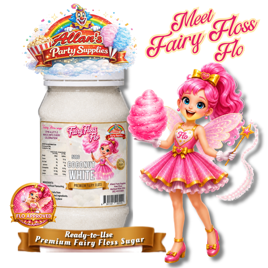 Coconut White Fairy Floss Sugar – 500g Jar - Allan's Party Supplies