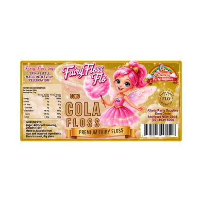 Cola Fairy Floss Sugar – 500g Jar - Allan's Party Supplies