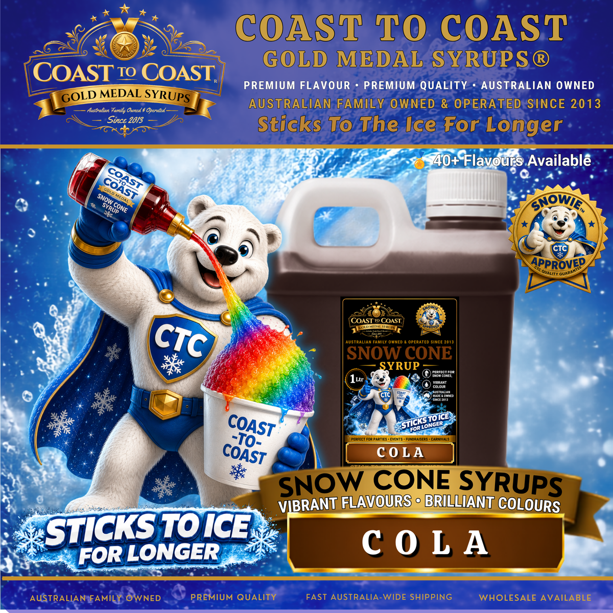 Cola Snow Cone Syrups 1ltr - Coast to Coast Gold Medal Syrups®