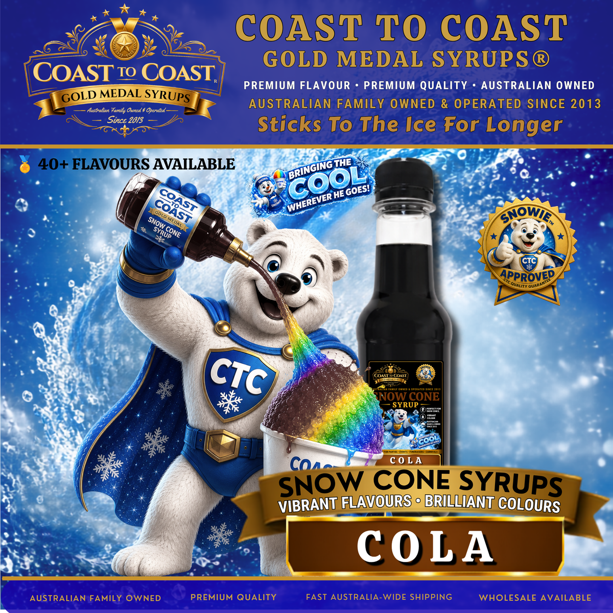 Cola Snow Cone Syrups 250ml - Coast to Coast Gold Medal Syrups®