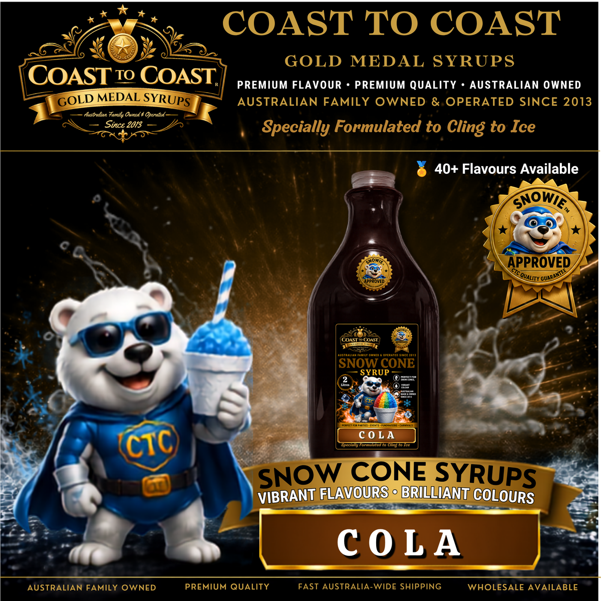 Cola Snow Cone Syrups 2ltr - Coast to Coast Gold Medal Syrups®