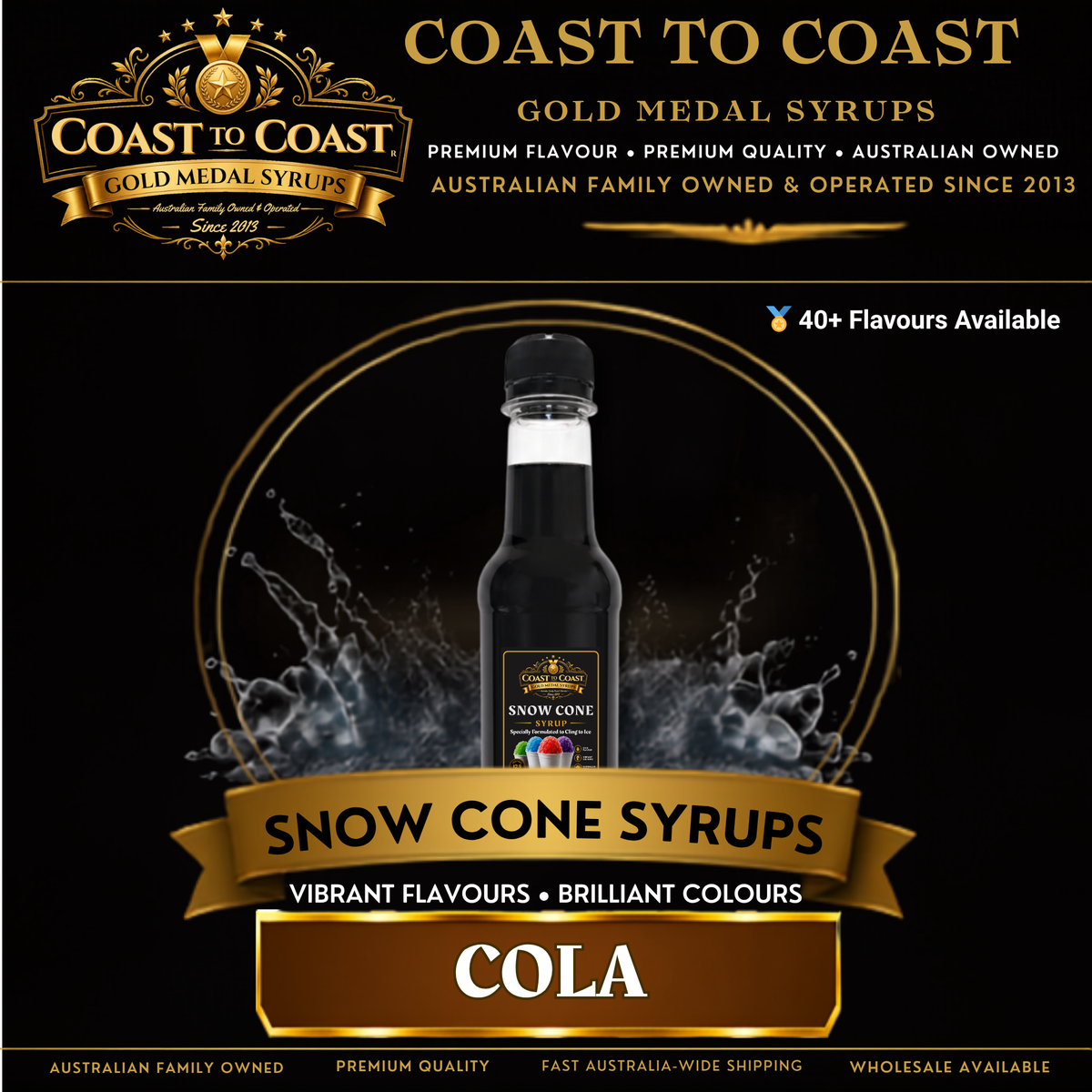 Cola Snow Cone Syrups 375ml - Coast to Coast Gold Medal Syrups®
