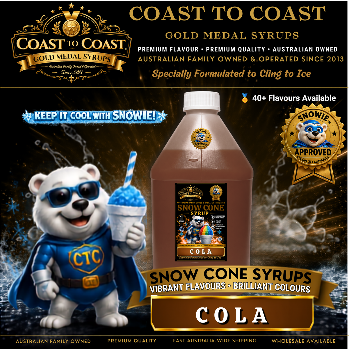 Cola Snow Cone Syrups 4ltr - Coast to Coast Gold Medal Syrups®