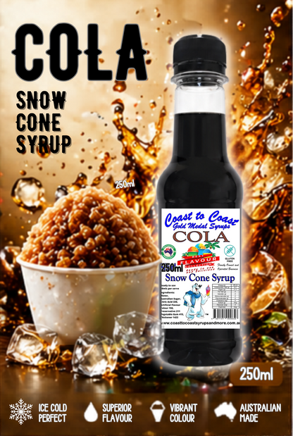 1.Cola Snow Cone Syrup 250ml – Premium Ice Syrup | Coast to Coast Gold Medal Syrups®