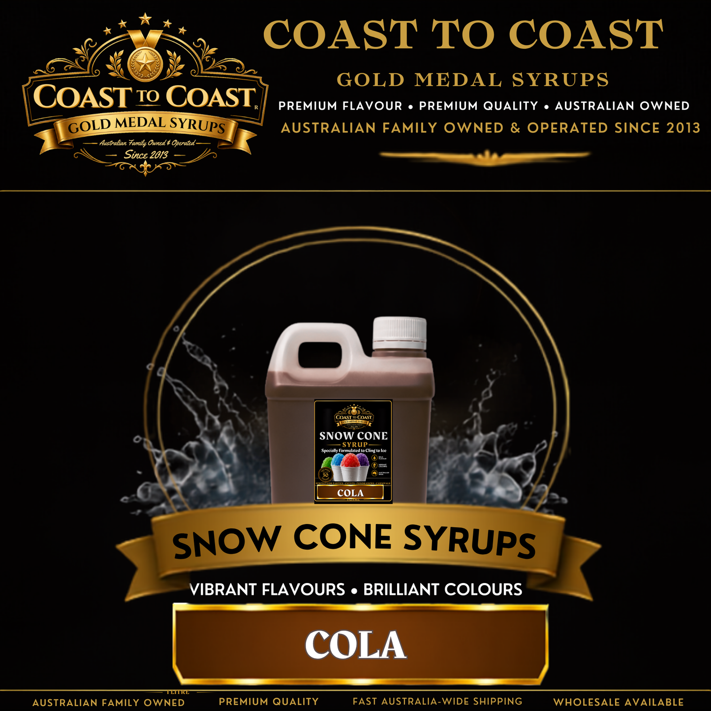 Cola Snow Cone Syrups 1ltr - Coast to Coast Gold Medal Syrups®