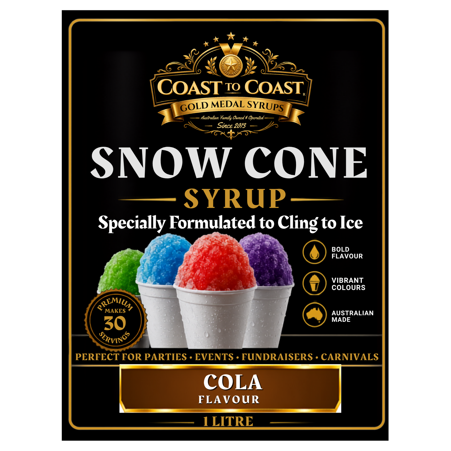 Cola Snow Cone Syrups 1ltr - Coast to Coast Gold Medal Syrups®