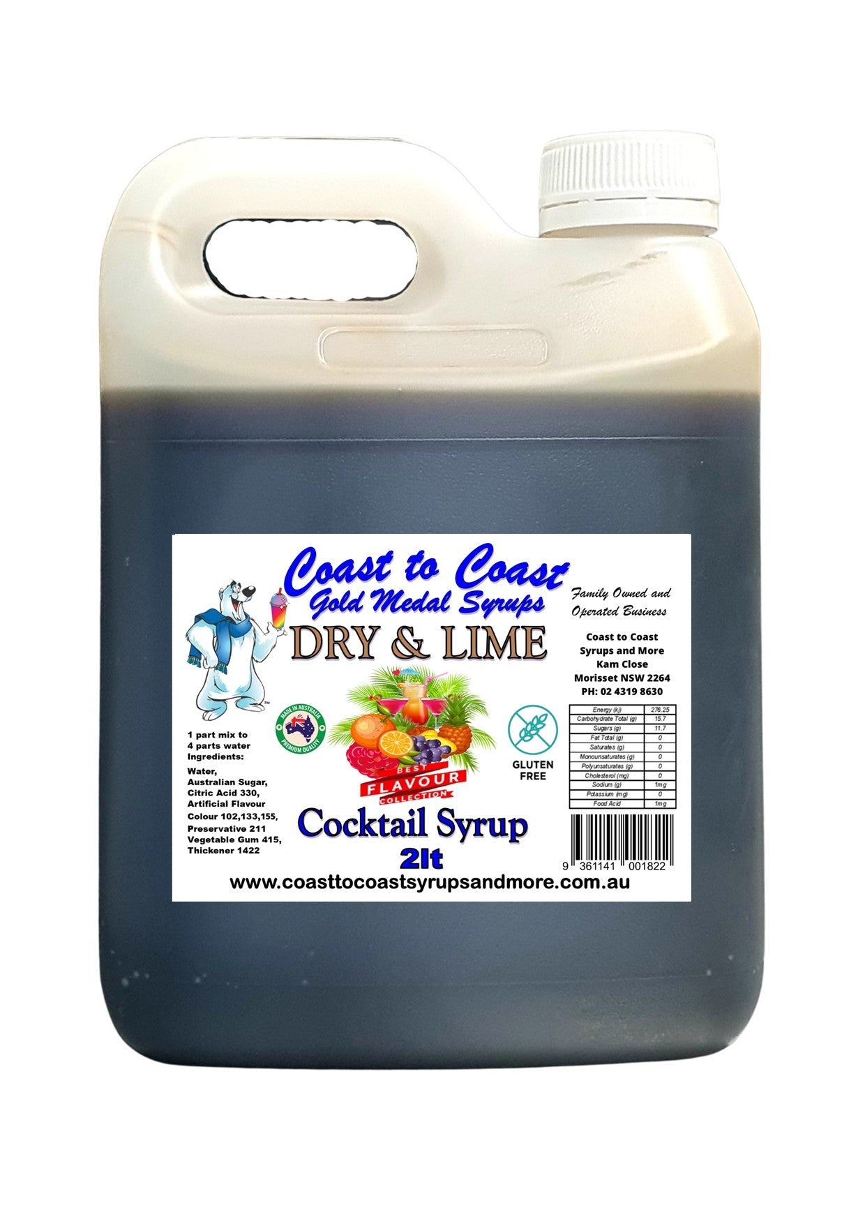 #2 Coast to Coast Gold Medal Syrups®, 2ltr, Premium Cocktail Syrups.