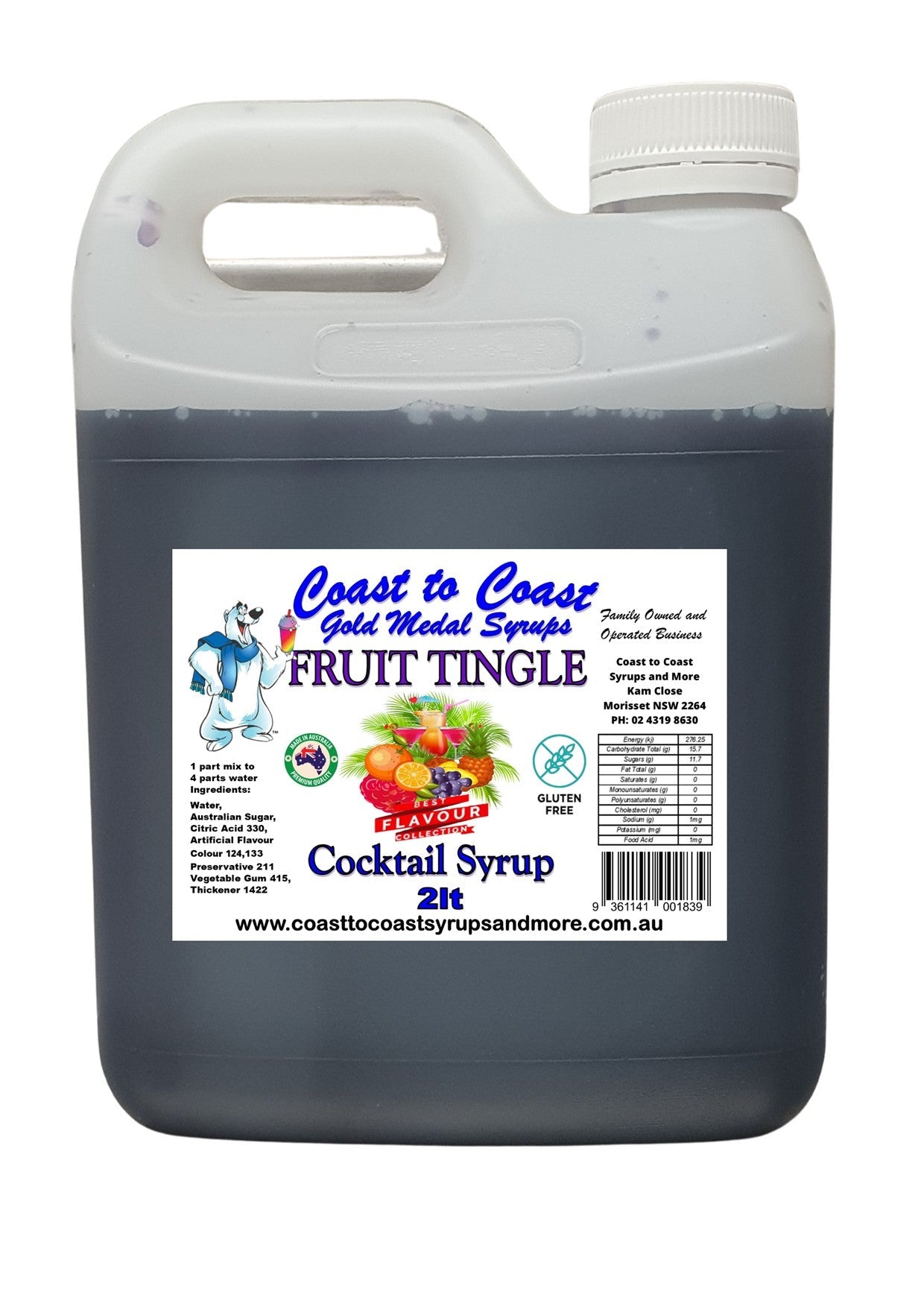 #2 Coast to Coast Gold Medal Syrups®, 2ltr, Premium Cocktail Syrups.