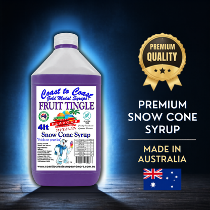 6 Fruit Tingle Snow Cone Syrup, 4Ltr, Premium Ice Syrup, Coast to Coast Gold Medal Syrups®