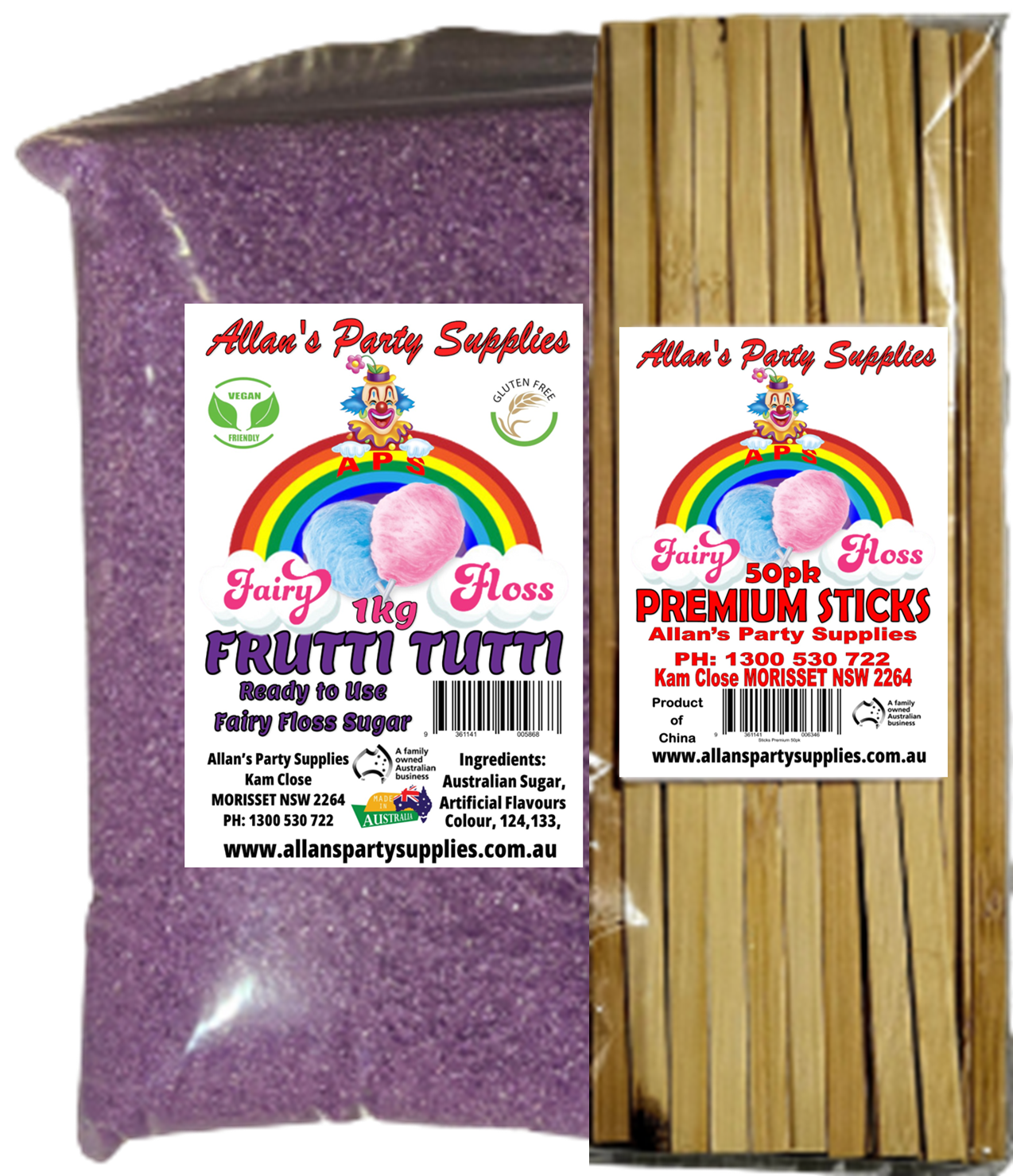 #3 APS, Fairy Floss Sugar & Sticks 50 Serve Kit, Vanilla Pink, With Over 35plus Flavours