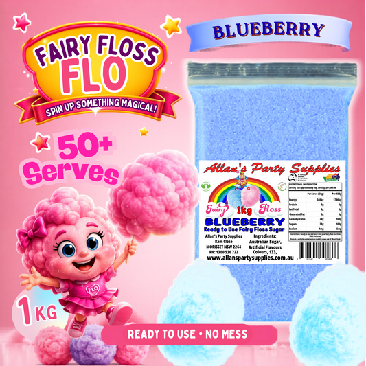 #3 APS, Fairy Floss Flo's Premium Blueberry Fairy Floss Sugar 1kg