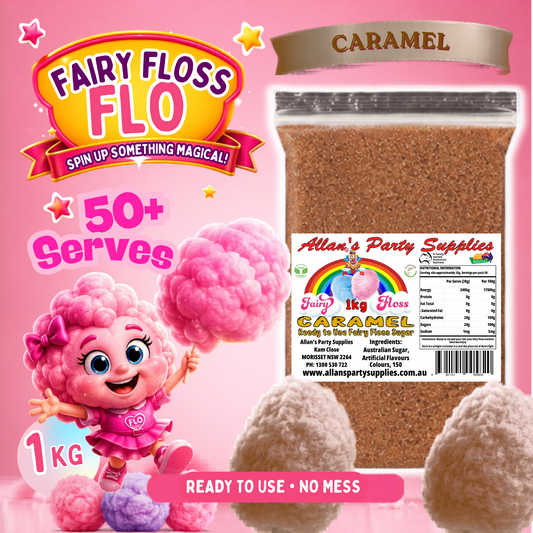 #3 APS, Fairy Floss Flo's Premium Caramel Fairy Floss Sugar 1kg