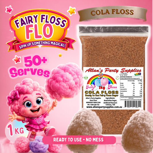 #3 APS, Fairy Floss Flo's Premium Cola Floss Fairy Floss Sugar 1kg