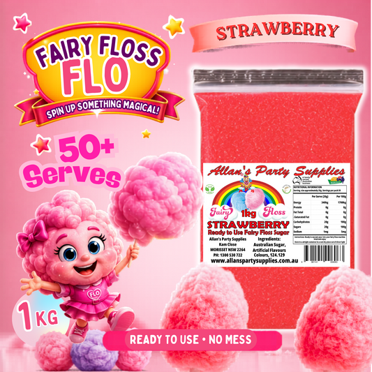 #3 APS, Fairy Floss Flo's Premium Strawberry Fairy Floss Sugar 1kg