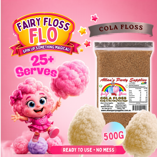 #2 APS, Fairy Floss Flo's Premium Cola Floss Fairy Floss Sugar 500g Bag