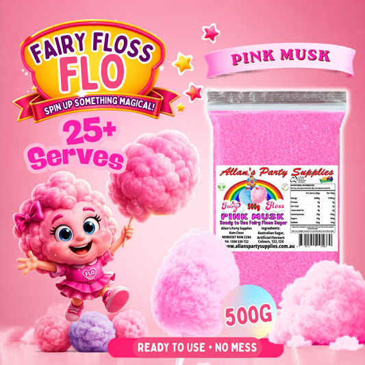 #2 APS, Fairy Floss Flo's Premium Pink Musk Fairy Floss Sugar 500g Bag