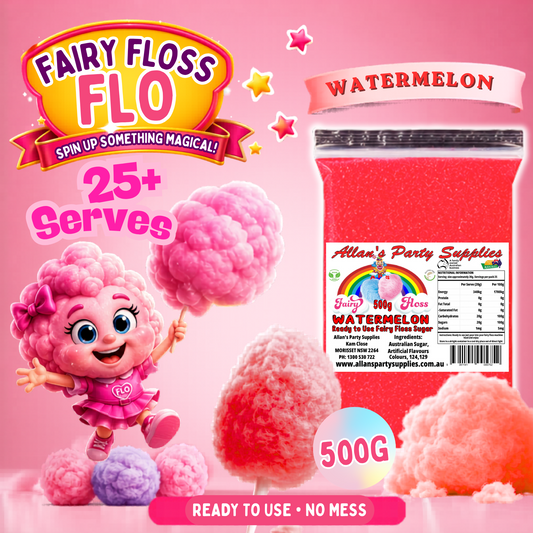 #2 APS, Fairy Floss Flo's Premium Red Watermelon Fairy Floss Sugar 500g Bag