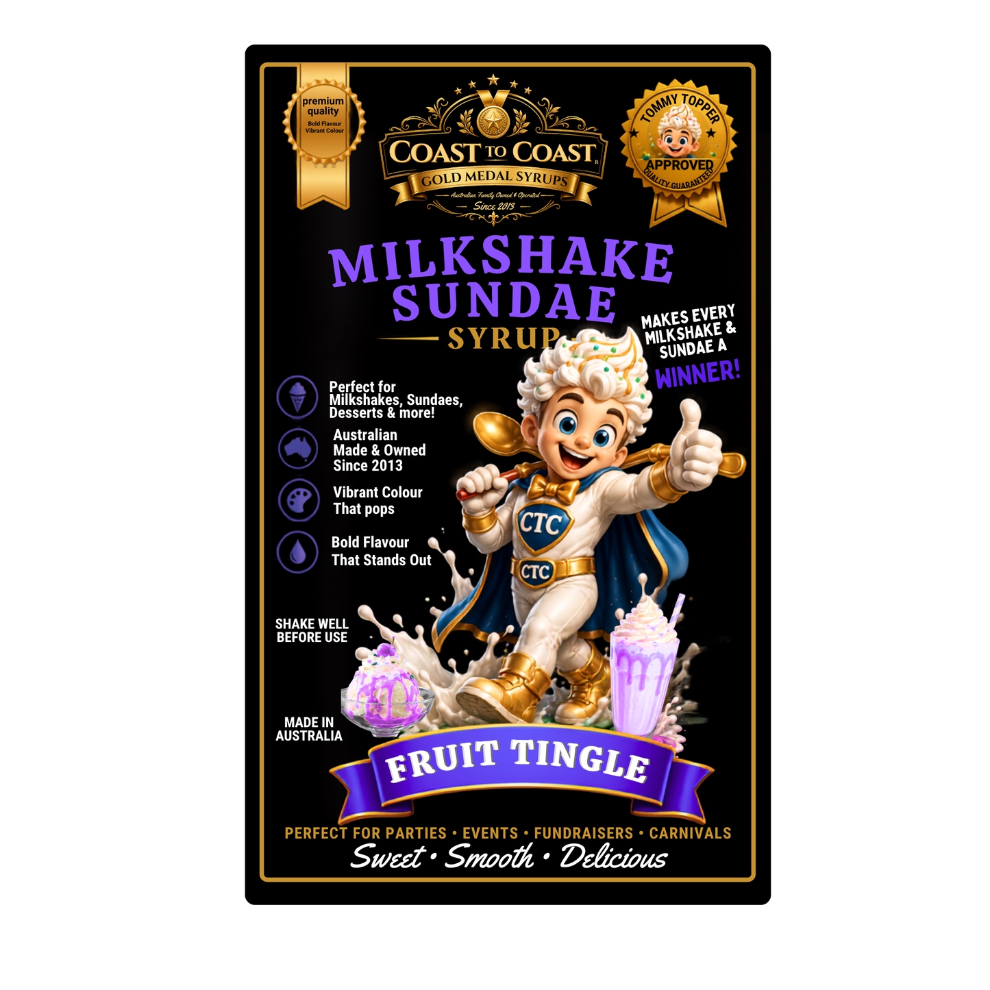 Fruit Tingle, Milkshake-Sundae Toppings 4ltr with pump - Coast to Coast Gold Medal Syrups®