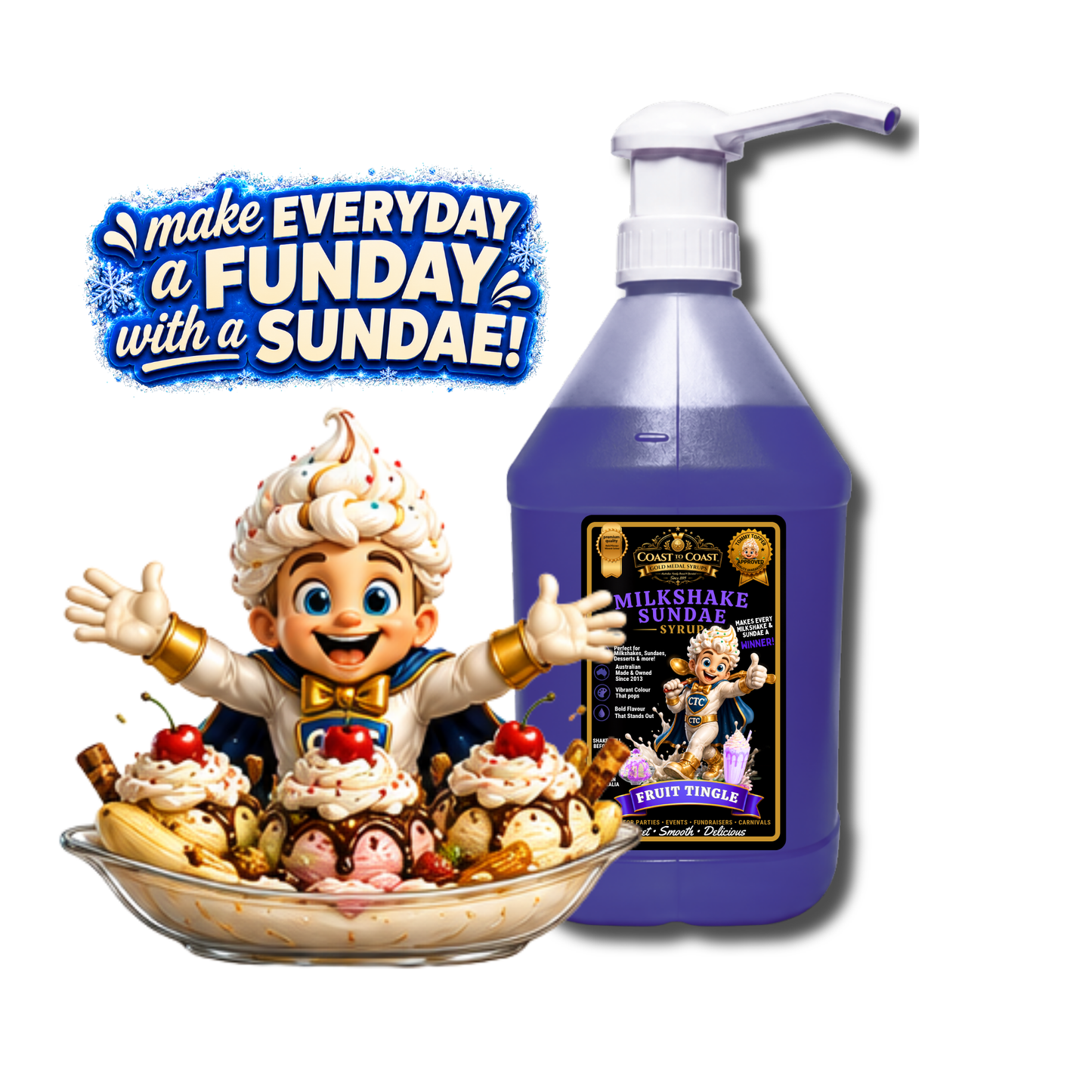 Fruit Tingle, Milkshake-Sundae Toppings 4ltr with pump - Coast to Coast Gold Medal Syrups®