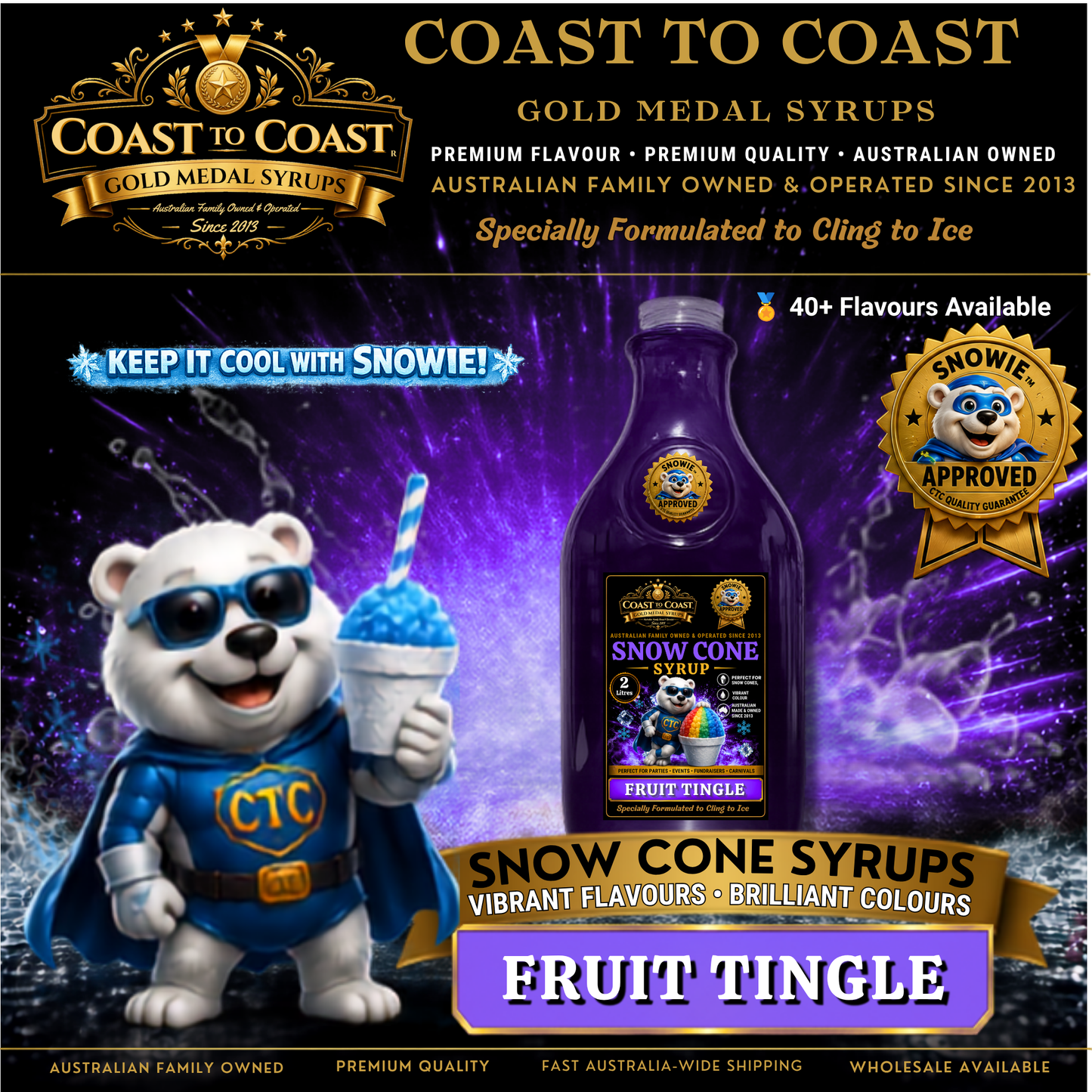 Fruit Tingle Snow Cone Syrups 2ltr - Coast to Coast Gold Medal Syrups®