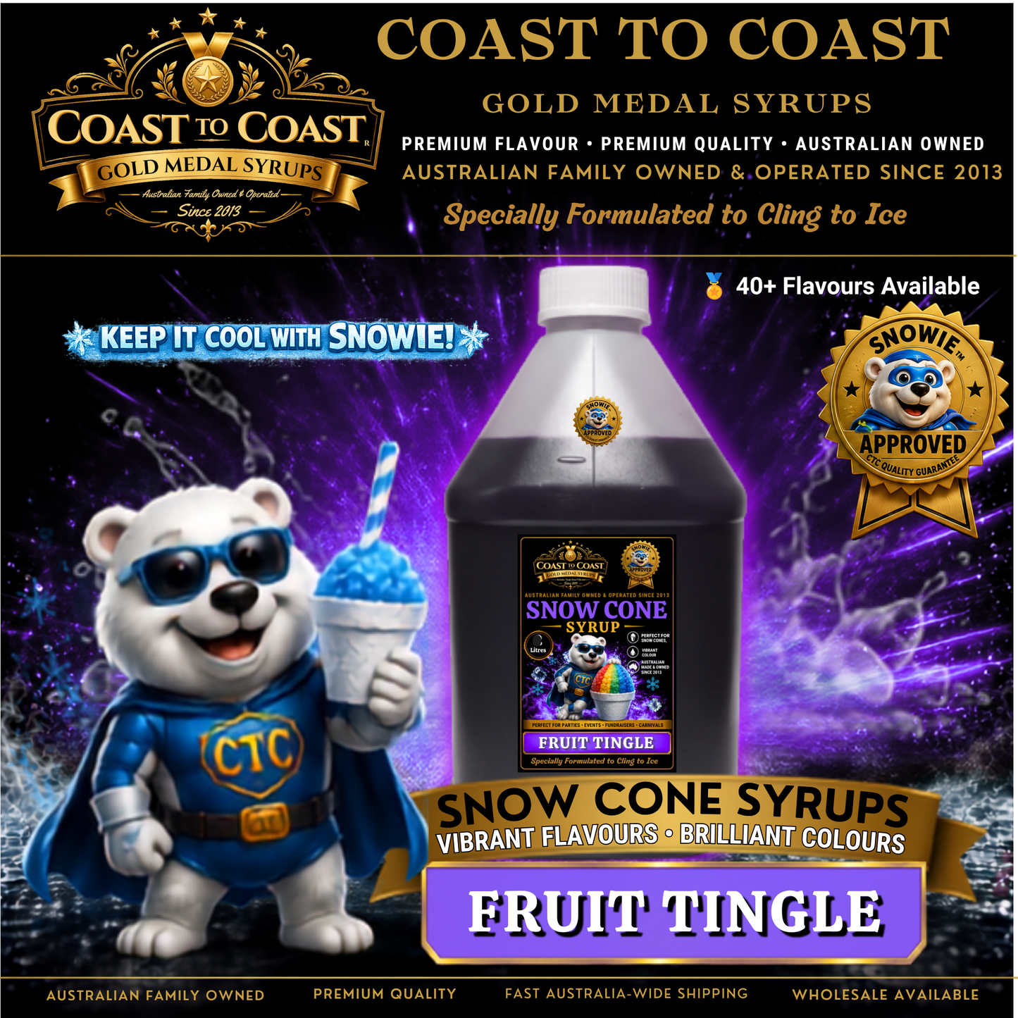 Fruit Tingle Snow Cone Syrups 4ltr - Coast to Coast Gold Medal Syrups®