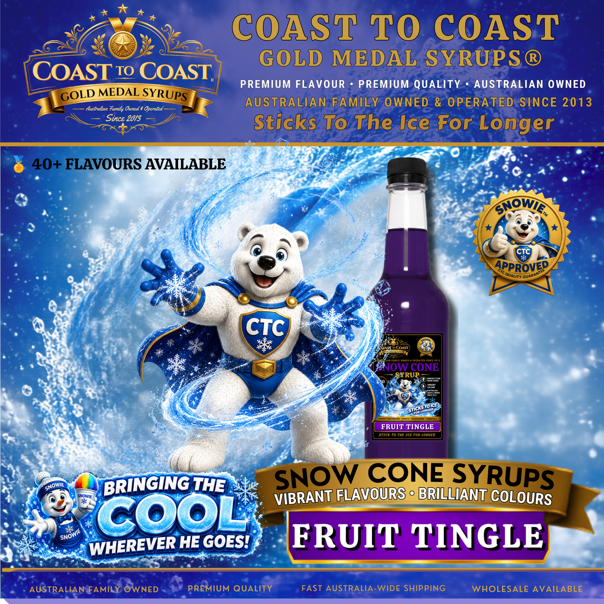 Fruit Tingle Snow Cone Syrups 750ml - Coast to Coast Gold Medal Syrups®
