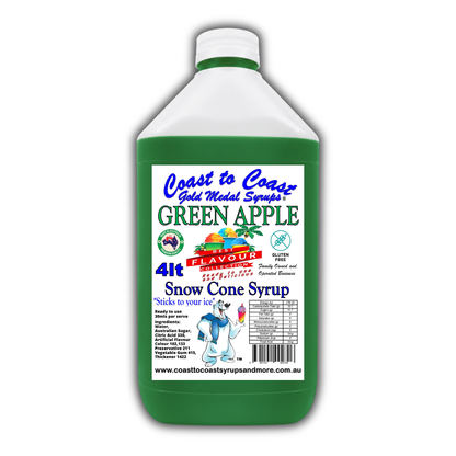 6 Green Apple Snow Cone Syrup, 4Ltr, Premium Ice Syrup, Coast to Coast Gold Medal Syrups®