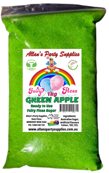 #3 APS, Premium Fairy Floss Sugar, 50 Serves RTU 1kg, Over 35 Plus Flavours