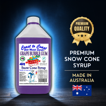 6 Grape Bubble Gum Snow Cone Syrup, 4Ltr, Premium Ice Syrup, Coast to Coast Gold Medal Syrups®