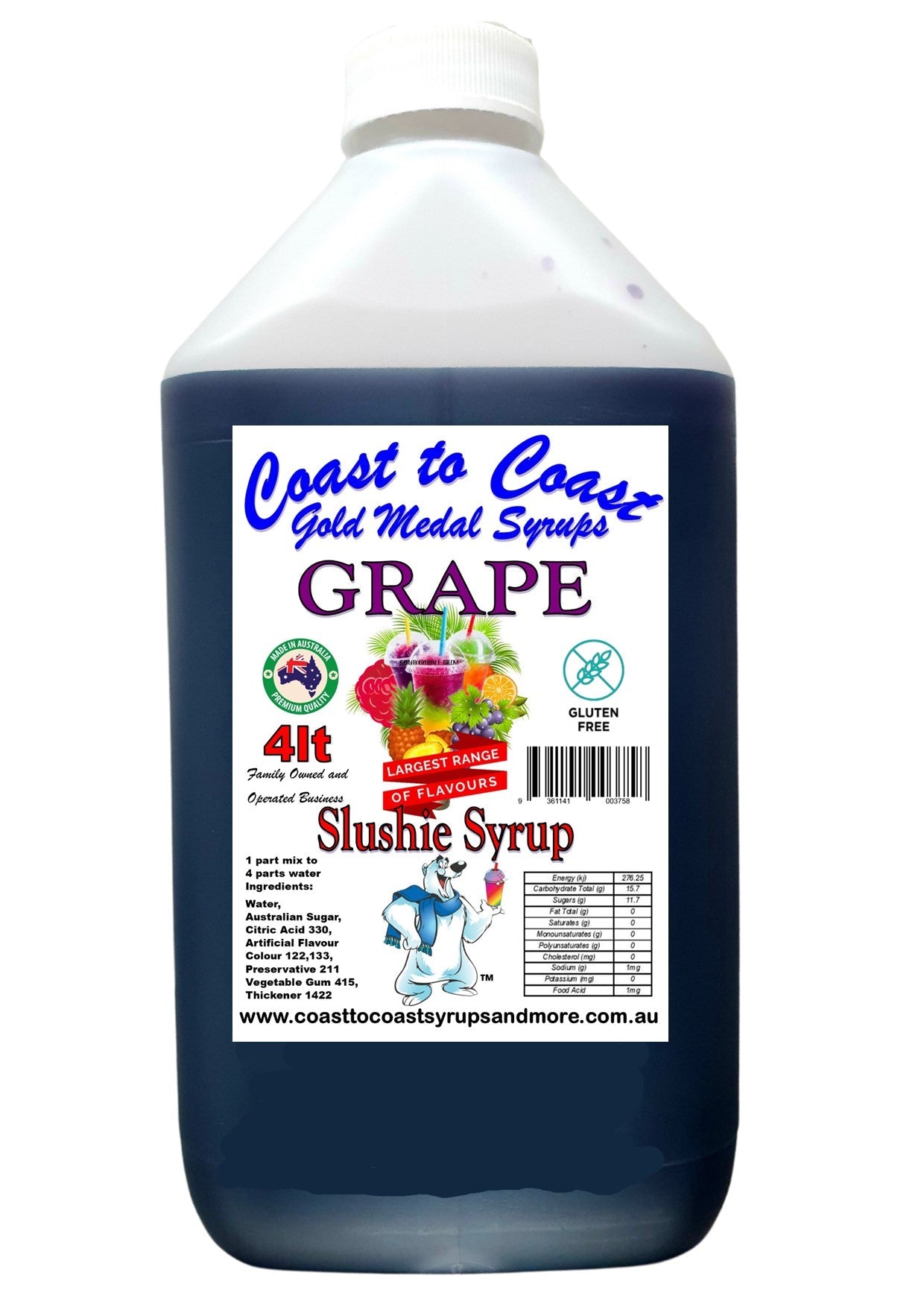#3 Coast to Coast Gold Medal Syrups®, 4ltr, Premium Slushie Syrup