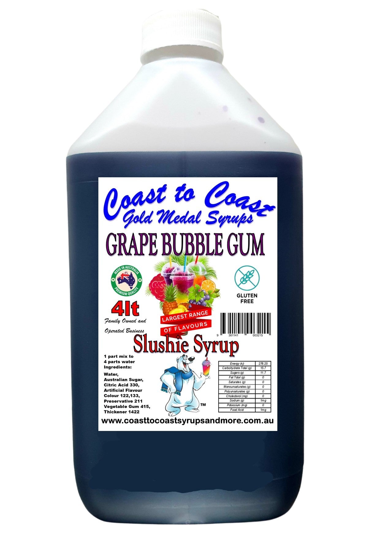 #3 Coast to Coast Gold Medal Syrups®, 4ltr, Premium Slushie Syrup